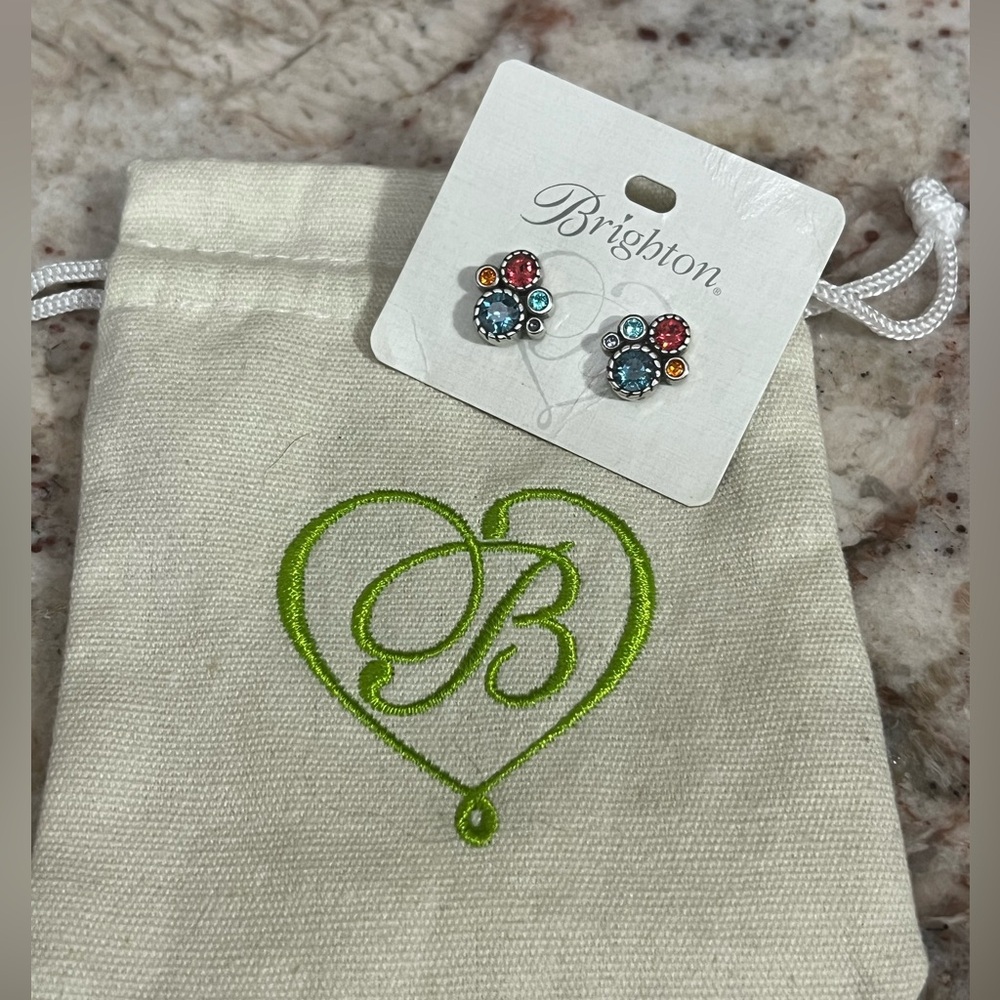 Brighton(Halo Collection)Jeweled Stud Earrings! On Card with pouch!EUC!Like NEW!